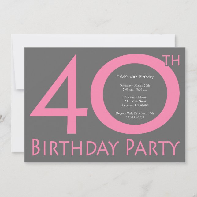 Jumbo Numbers Birthday Party (Pink / Grey) Invitation (Front)