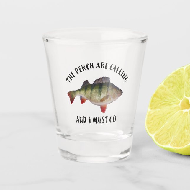Jumbo Perch Fishing Sports Hobby Men's Shot Glass (Front)