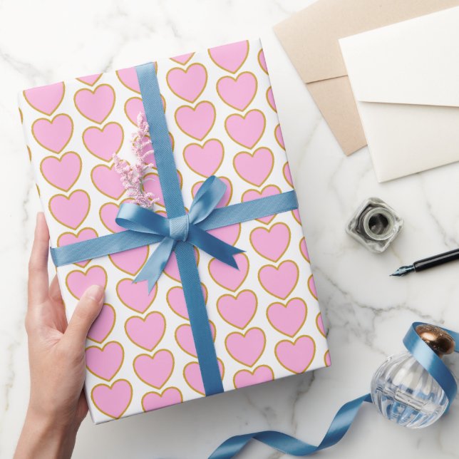 Jumbo Pink  Heart Pattern Valentine's Gift   Wrapping Paper (Gifting)