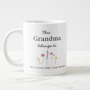 JUMBO size - Five Grandchildren Personalized Large Coffee Mug