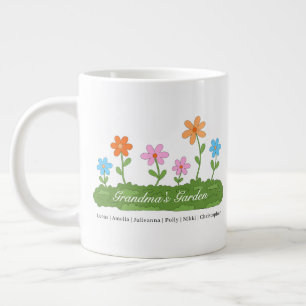 JUMBO size - Grandmas Garden 6 grandchildren Large Coffee Mug