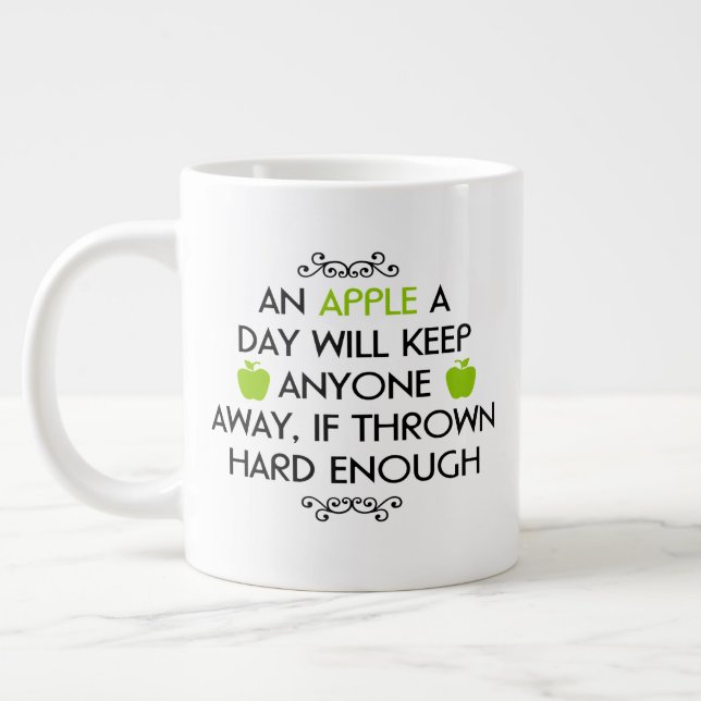 Jumbo size mug with "An Apple a Day" (Left)