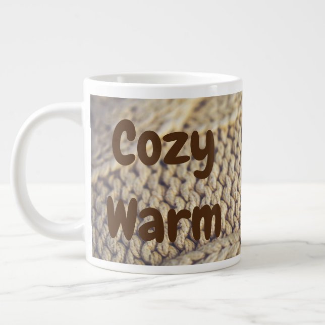 Jumbo size mug with "Cozy Warm" saying (Left)