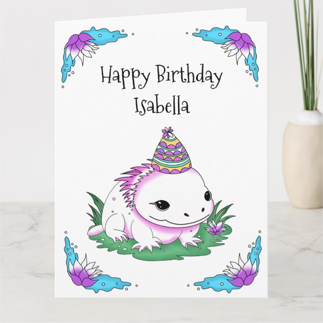 Jumbo Sized Personalized Axolotl  Birthday   Card (Front)
