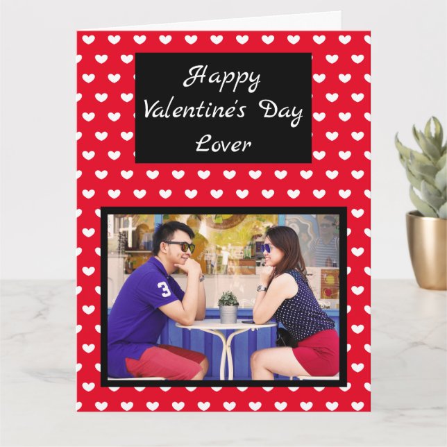 Jumbo Sized Red Hearts Photo Valentine's Day Card (Small Plant)