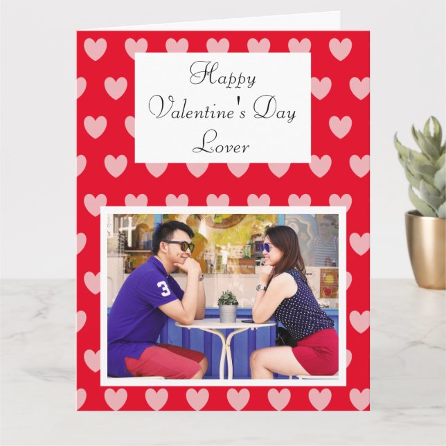 Jumbo Sized Red Hearts Photo Valentine's Day Card (Small Plant)