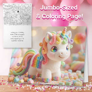 Jumbo-Sized Unicorn and Card with Colouring Page 