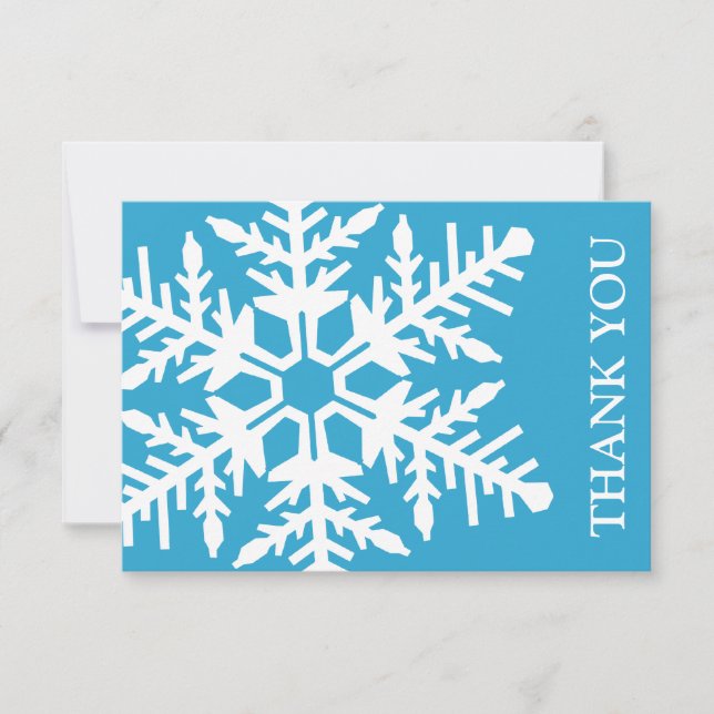 Jumbo Snowflake Thank You Card (Blue / White) (Front)