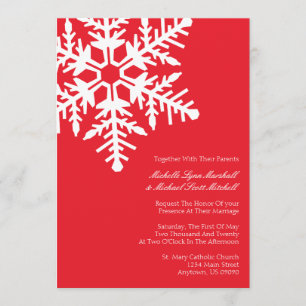 Jumbo Snowflake Wedding Invitations (Red)