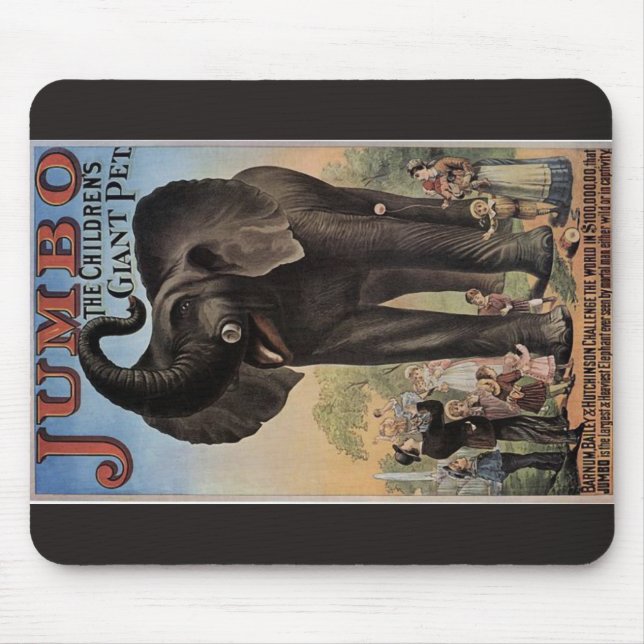 Jumbo The Giant Elephant Retro Theatre Mouse Pad (Front)
