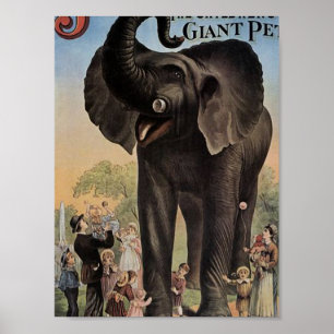 Jumbo The Giant Elephant Retro Theatre Poster