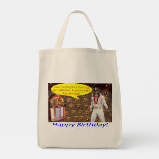 jumbo tote.  Happy Birthday.  elvis/ hound dog Tote Bag