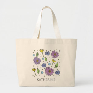 Jumbo Tote With Flowers Customizable