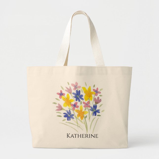 Jumbo Tote With Flowers Customizable (Front)