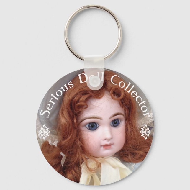 Jumeau Antique Doll Collector 3" Button Pin Keychain (Front)