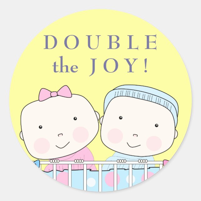 Jumeaux en Lit, Fille et Bébé Sticker (Devant)