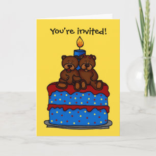 jumeaux fille sur la carte d'invitation gâteau d'a