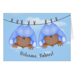 Jumeaux Garçons Sur Clothesline