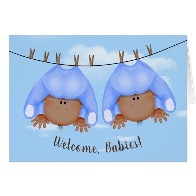 Jumeaux Garçons Sur Clothesline (Devant horizontal)