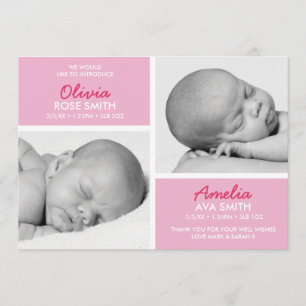 Jumelle le faire-part de naissance/carte de