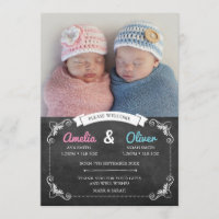 Jumelle le faire-part de naissance/carte de