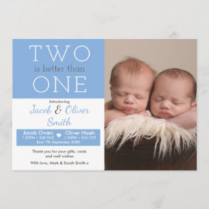 Jumelle le faire-part de naissance/carte de