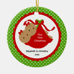 Jumelles Fille Ornement de Premier Noël de Bébé