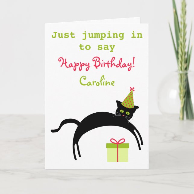 Jumer chat noir drôle carte d'anniversaire (Devant)