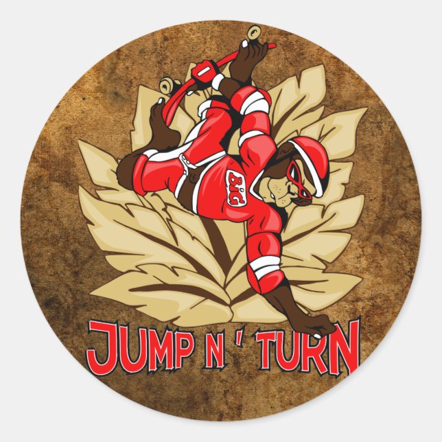 Jump and Turn Skateboard Monkey Classic Round Sticker (Front)