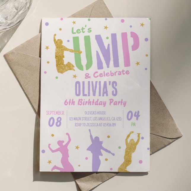 Jump Anniversaire Invitation de fête Trampoline Pa (Créateur téléchargé)