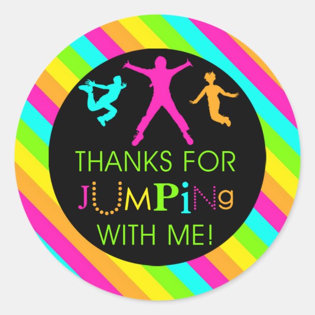 Jump Birthday Girl Matching Thank You Stickers (Front)