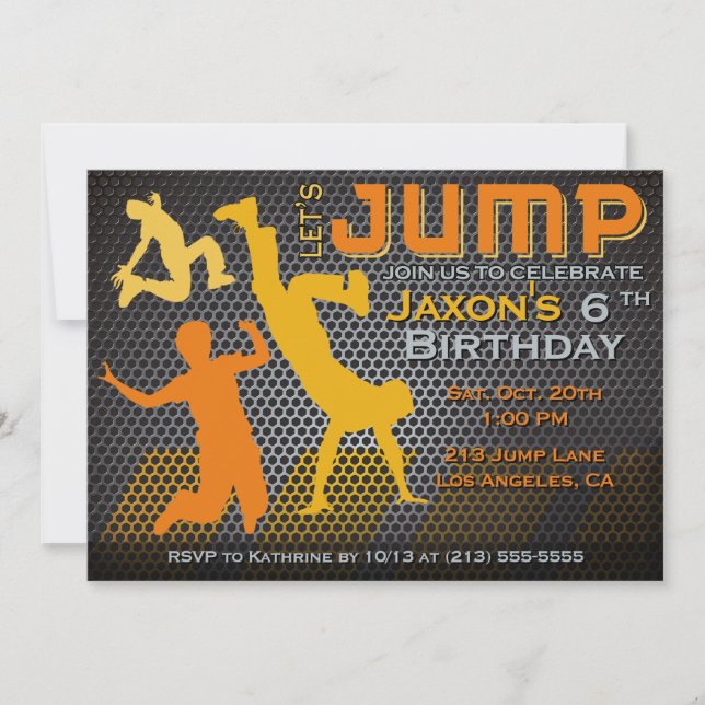 Jump Birthday Invitation - Bounce House Trampoline (Front)