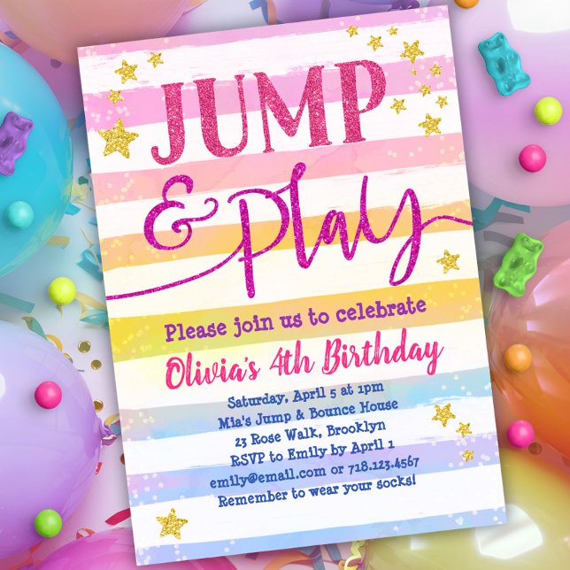 Jump Birthday Invitation Girls Jump & Play Party (Creator Uploaded)