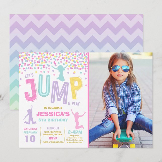 Jump Birthday Invitation Jump Trampoline Party (Front/Back)