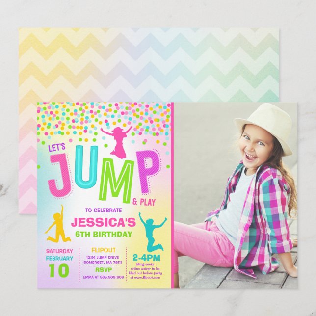 Jump Birthday Invitation Jump Trampoline Party (Front/Back)
