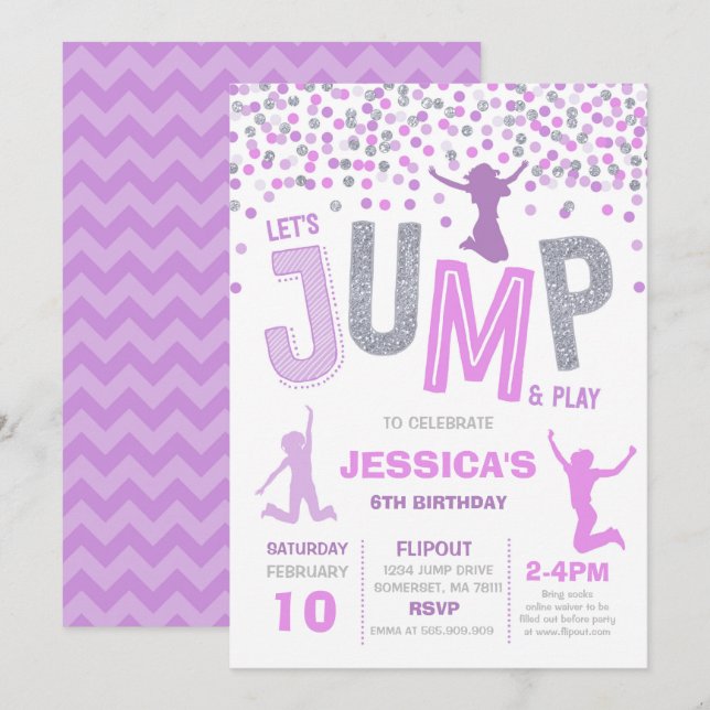 Jump Birthday Invitation Jump Trampoline Party (Front/Back)