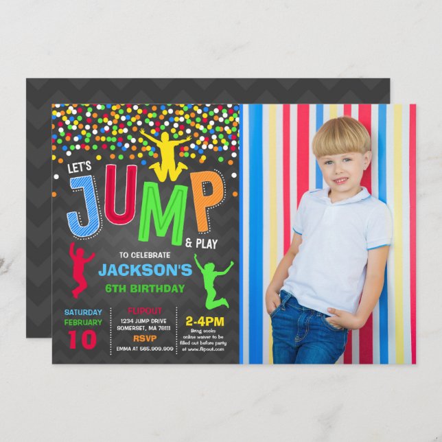 Jump Birthday Invitation Jump Trampoline Party (Front/Back)