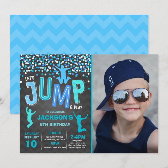 Jump Birthday Invitation Jump Trampoline Party (Front/Back)