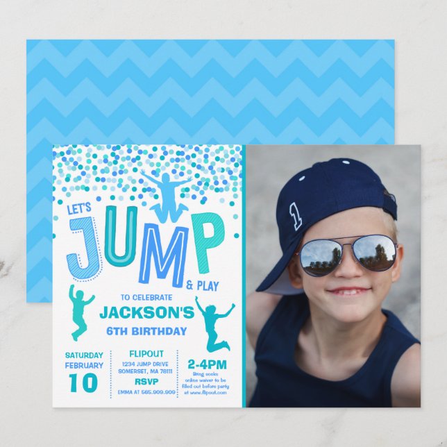 Jump Birthday Invitation Jump Trampoline Party (Front/Back)