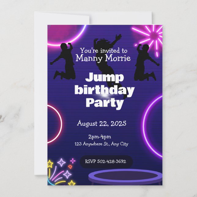 Jump birthday party  Invitation (Front)