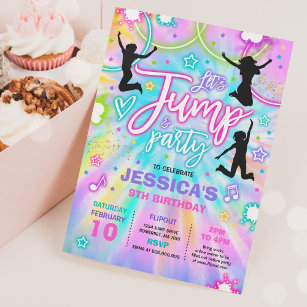 Jump Birthday Party Tie Dye Glow Jump Party Invitation
