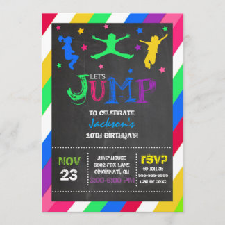 Jump Bounce House Trampoline Birthday Invitation
