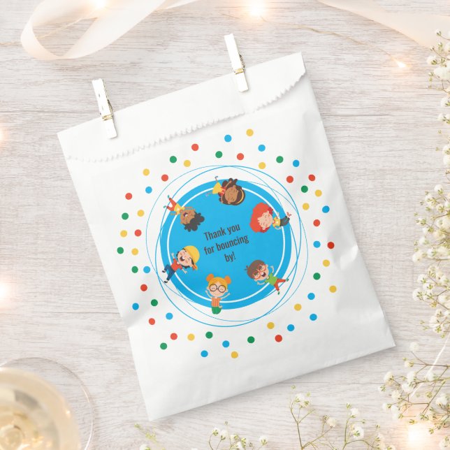 Jump Bounce Play Trampoline Park Birthday Party Favour Bag (Clipped)