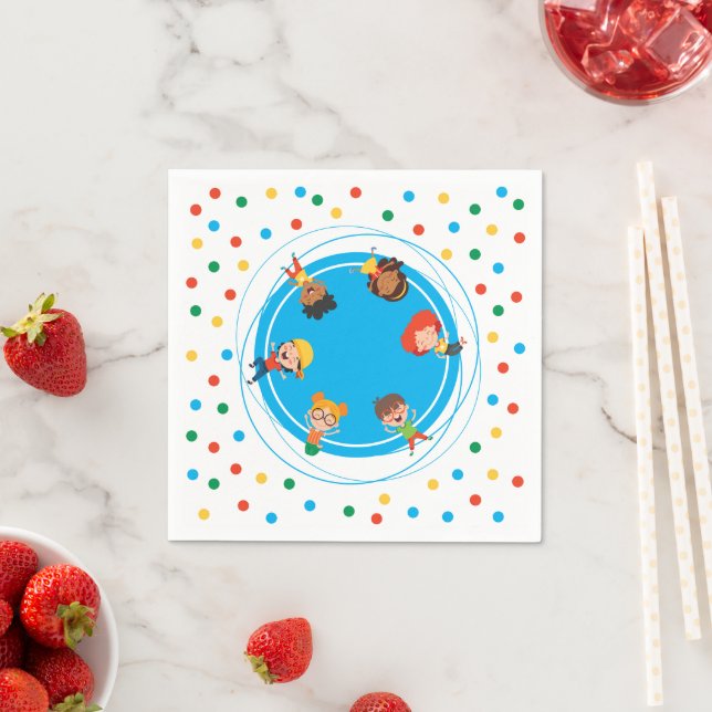 Jump Bounce Play Trampoline Park Party Birthday Napkin (Insitu)