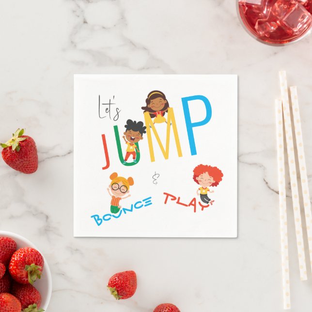 Jump Bounce Play Trampoline Park Party Birthday Napkin (Insitu)