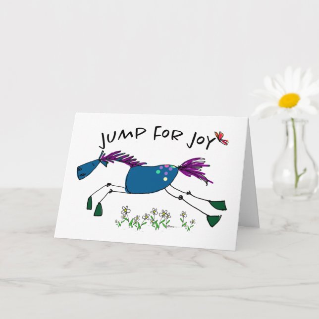 Jump for Joy (Blue) New Baby Greeting Card (Small Plant)