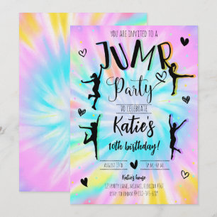 Jump Girl Tie Dye Birthday Party Invitation