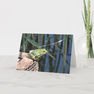Jump - green frog Greeting card