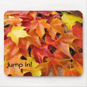 Jump In! Pile of Autumn Leaves mousepad Colourful