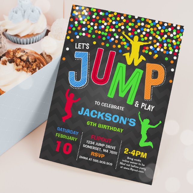 Jump Invitation Anniversaire Jump Trampoline Party (Créateur téléchargé)